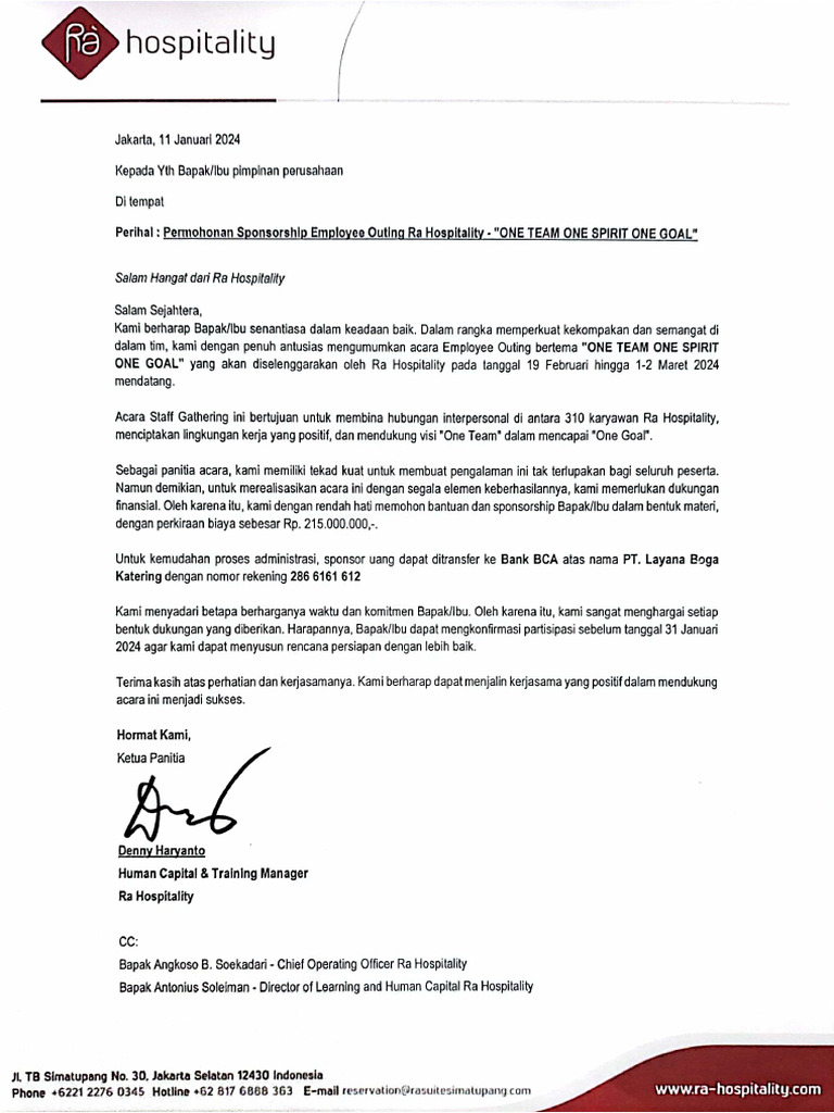 Surat Sponsor Outing 2024 Pdf