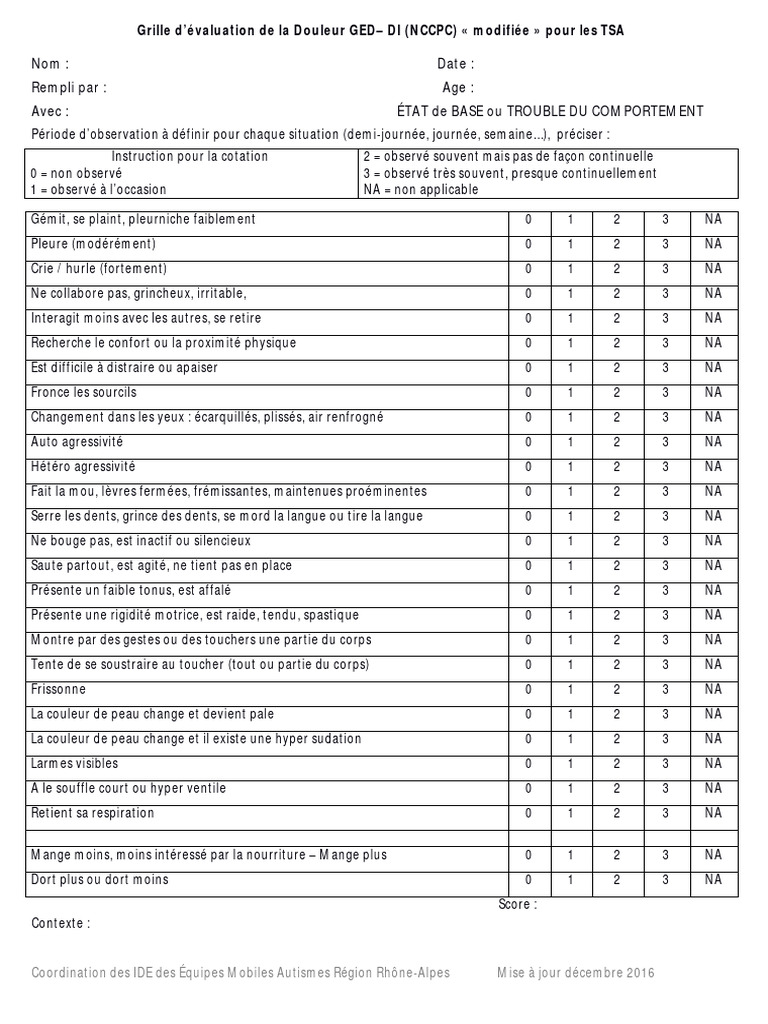 Évaluation de la Douleur chez les Enfants TSA | PDF