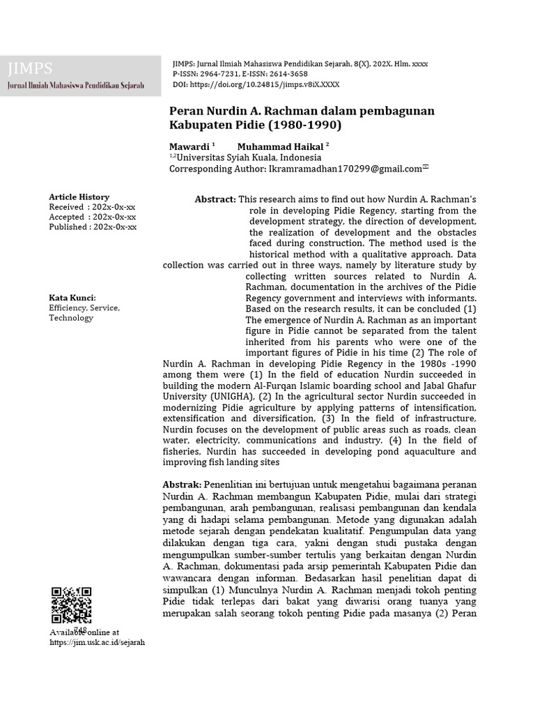 Nurdin A. Rachman's Impact on Pidie | PDF | Indonesia