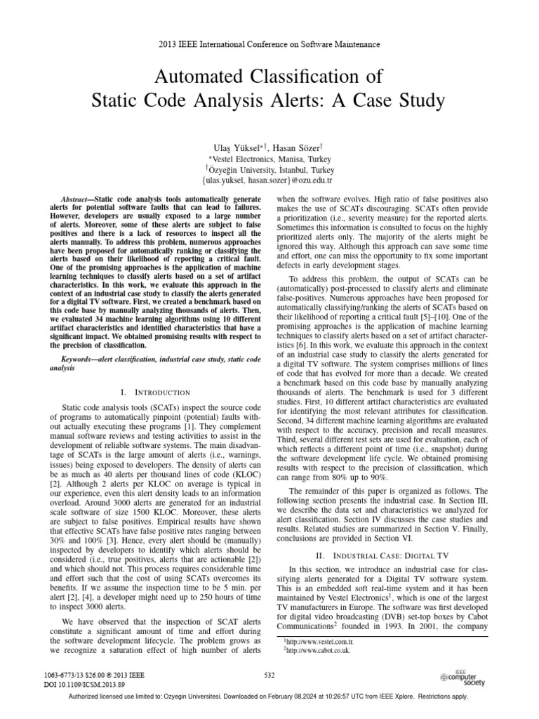 Machine Learning for Alert Classification | PDF | Statistical ...