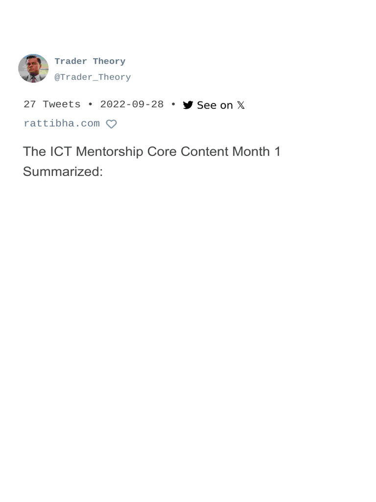 The Ict Mentorship Core Thread by Trader Theory | PDF | Financial ...