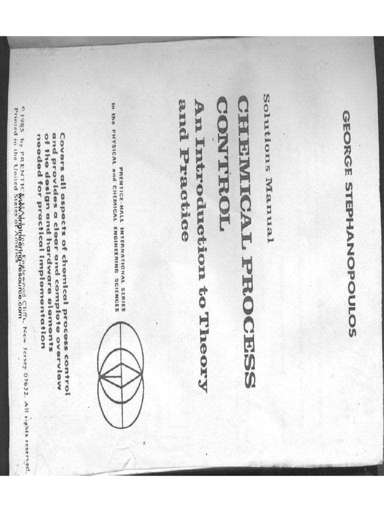 Solution Manual Chemical Process Control by Stephanopoulospdf | PDF