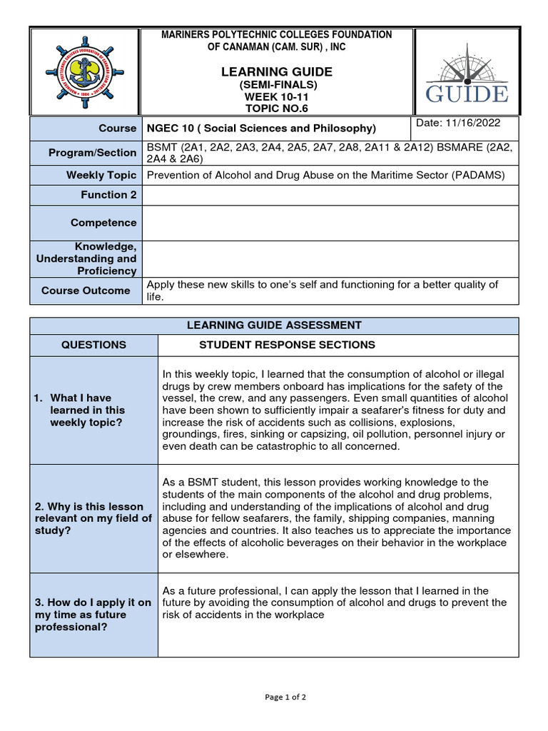 Zamudio, Kent Lemuel - Learning Guide 10-11 - Ngec 10 | PDF | Risk ...