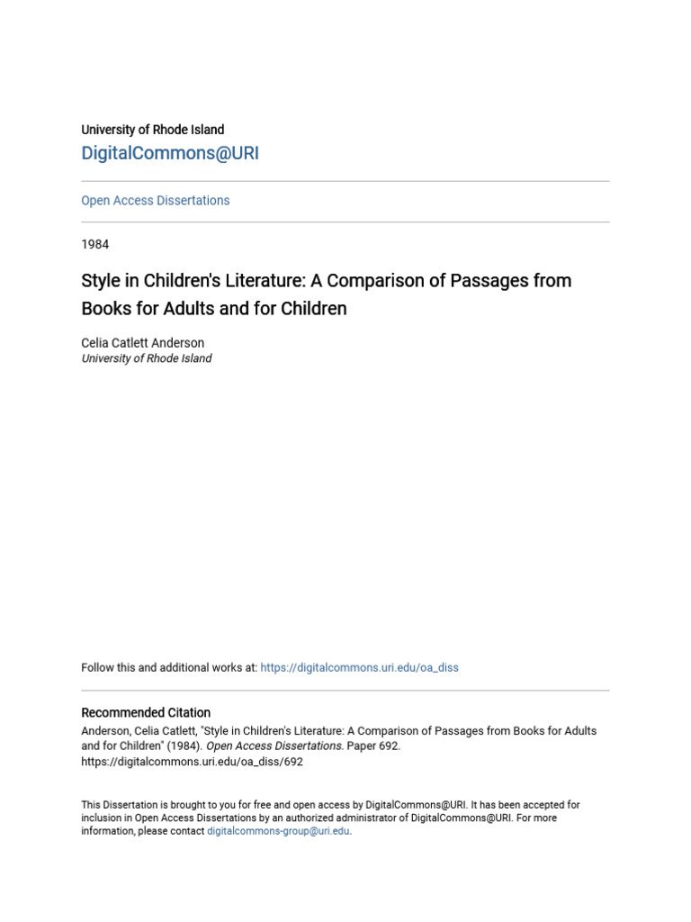 Style in Childrens Literature - A Comparison of Passages From Boo | PDF ...