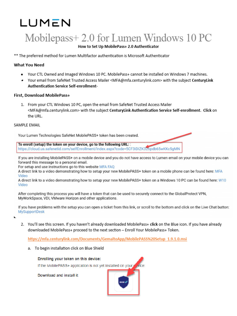 Set Up MobilePass+ 2.0 on Windows 10 | PDF