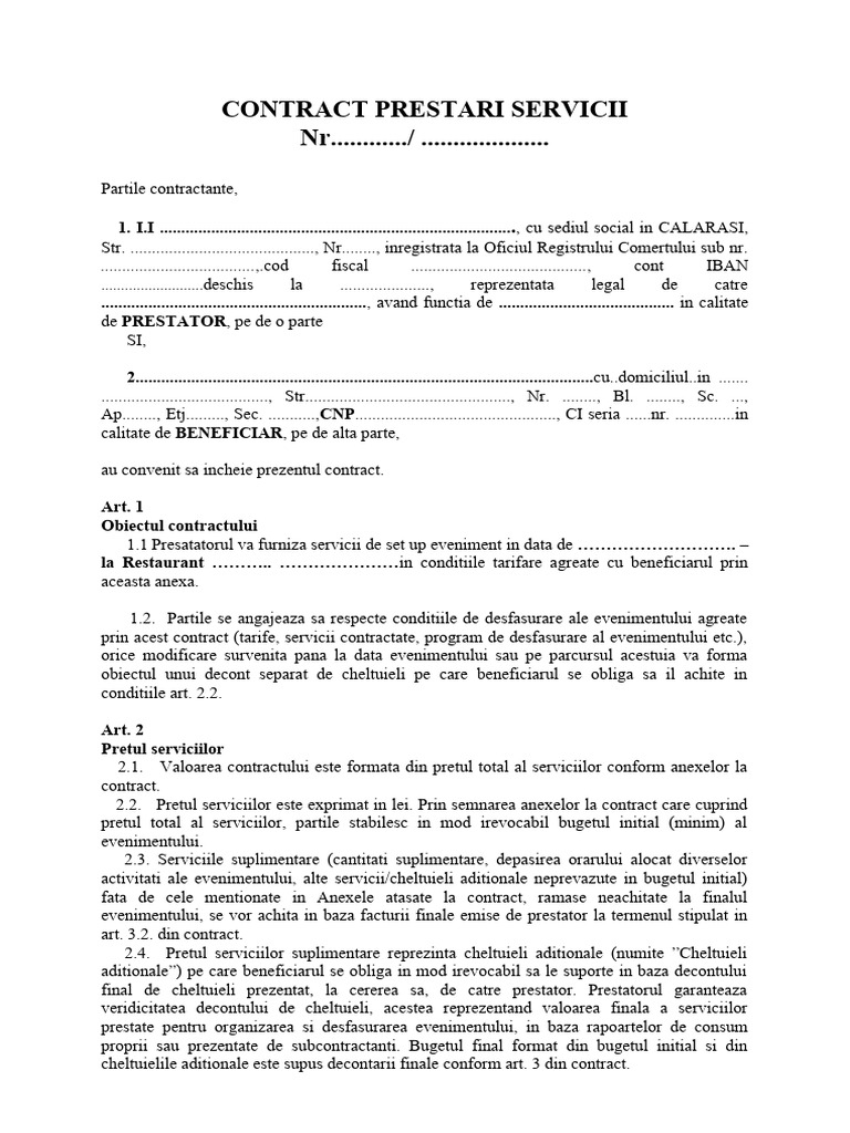 Contract Prestari Servicii | PDF