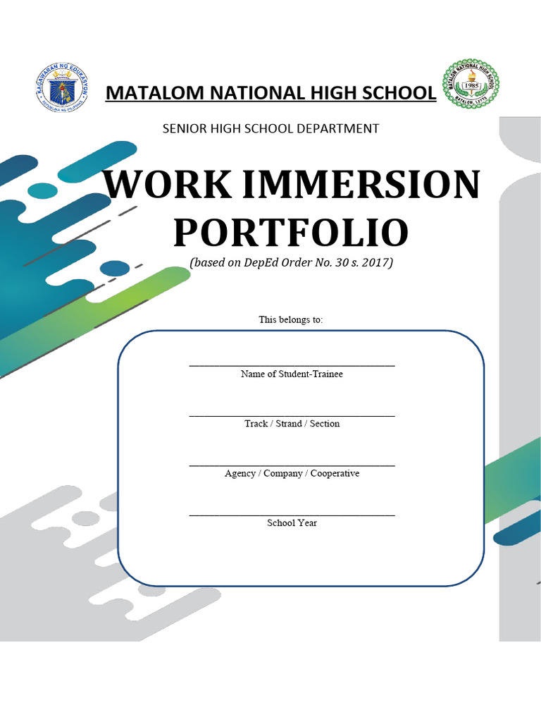 Work Immersion Portfolio Guide | PDF | Job Interview | Leadership