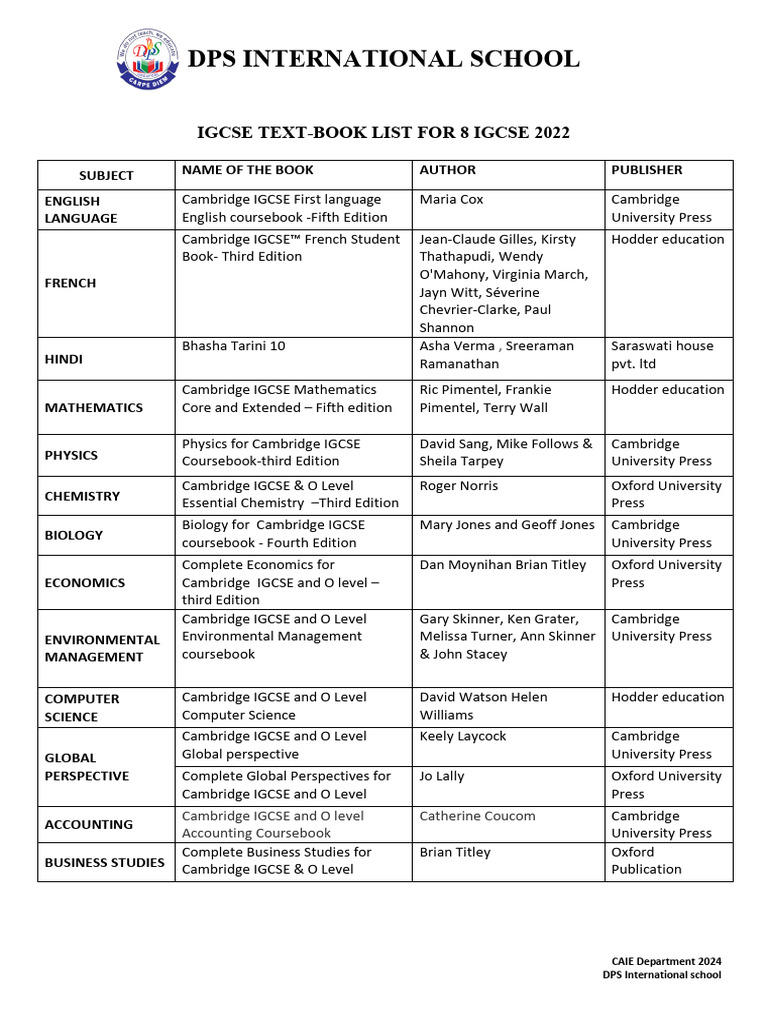 8 IGCSE TEXTBOOK List | PDF | Science