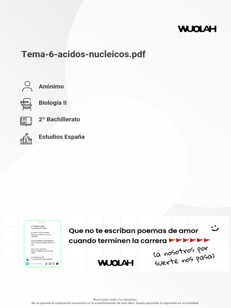 Wuolah Free Tema 6 Acidos Nucleicos | PDF | Rna | Adn