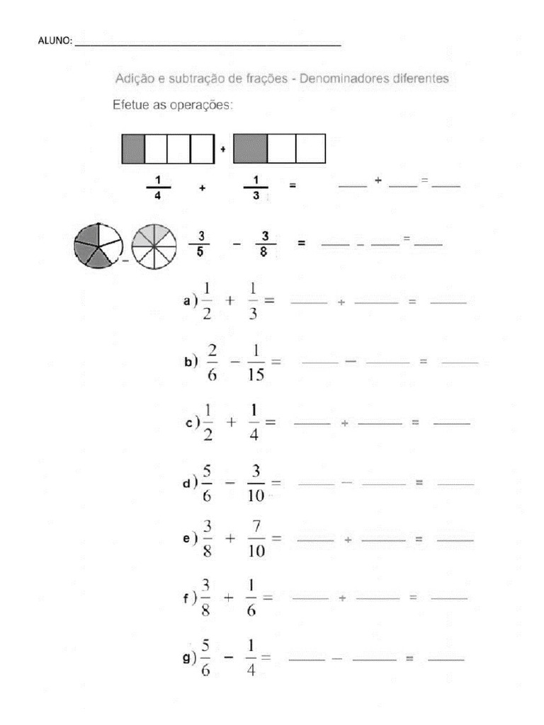 Adição e Subtração de Frações 6º Ano | PDF