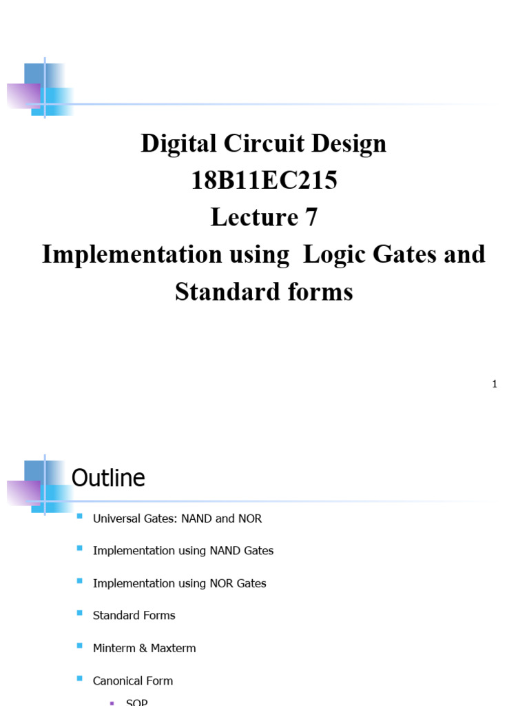 Implementation Using Logic Gates and | PDF | Electronic Engineering ...