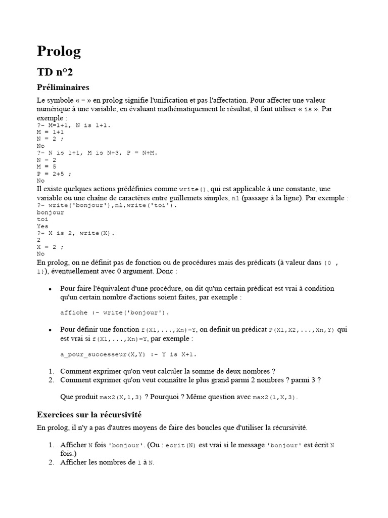 Exercices Corrigés en Prolog | PDF | Calcul des prédicats | Logique