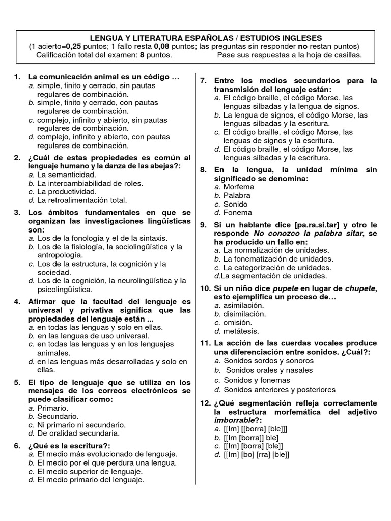 Propiedades y Estructura del Lenguaje | PDF | Asunto (gramática ...