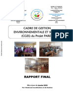 Cadre de Gestion Environnementale Et Sociale (CGES) Du Projet PAREC