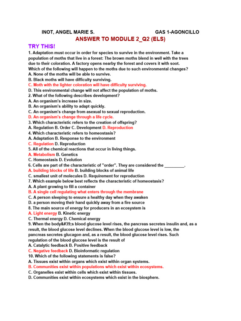 Science Answer Key Pdf Organisms Virus