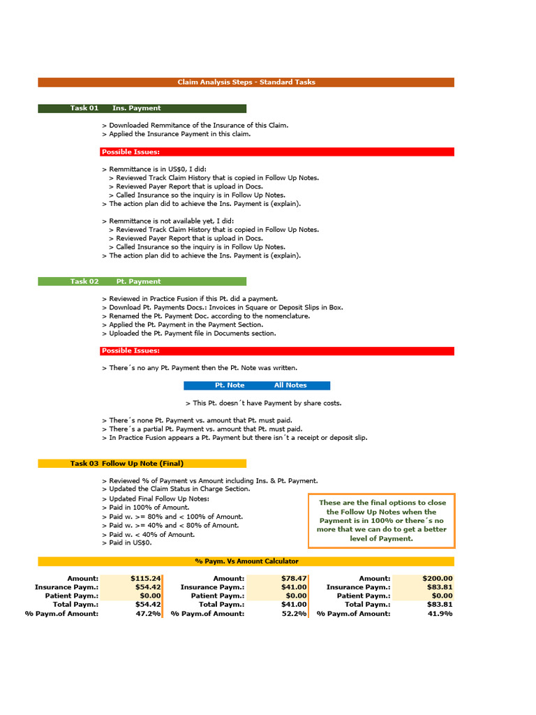 Procedure Payment S Claim Analysis Standard Tasks - 13 Oct. 2023 | PDF ...