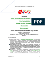 Contenido: Bolivia: Decreto Supremo #1212, 1 de Mayo de 2012 Ficha Técnica (DCMI) Enlaces Con Otros Documentos