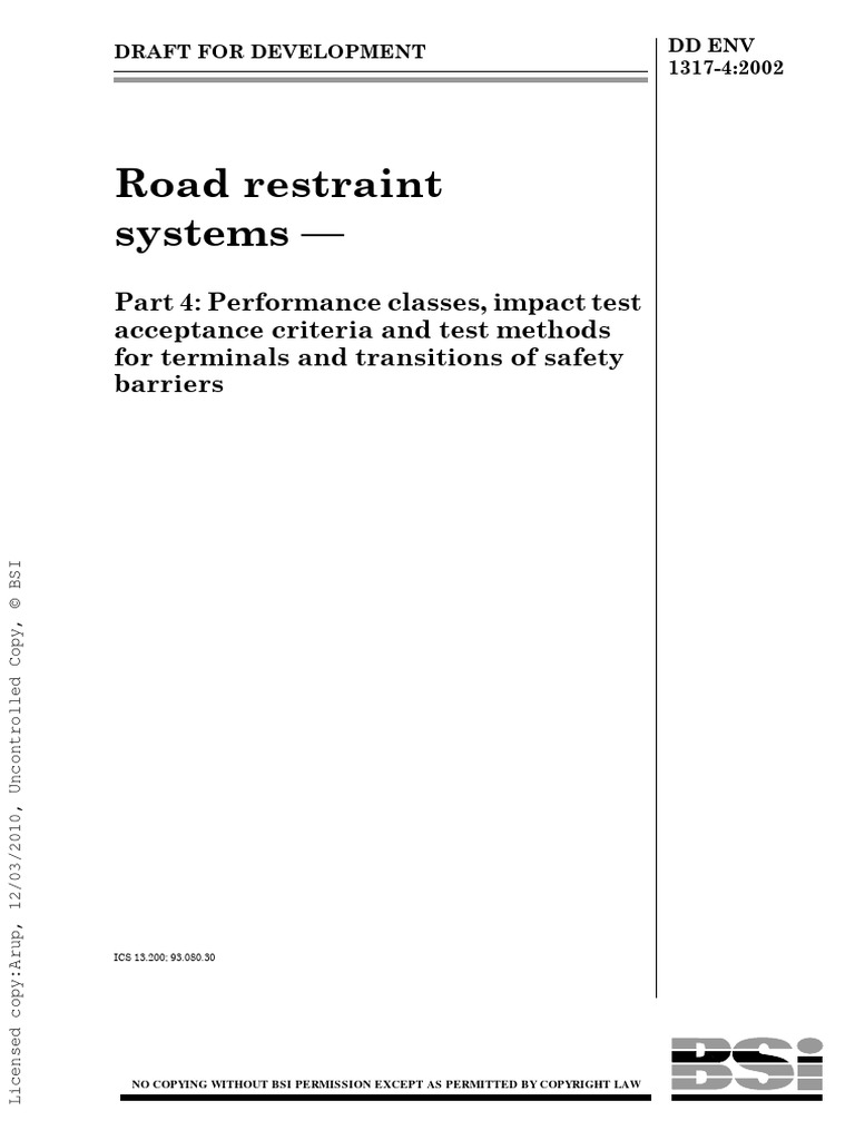 BS en 1317-4 - Road Restraint Systems. Performance Classes, Impact Test ...