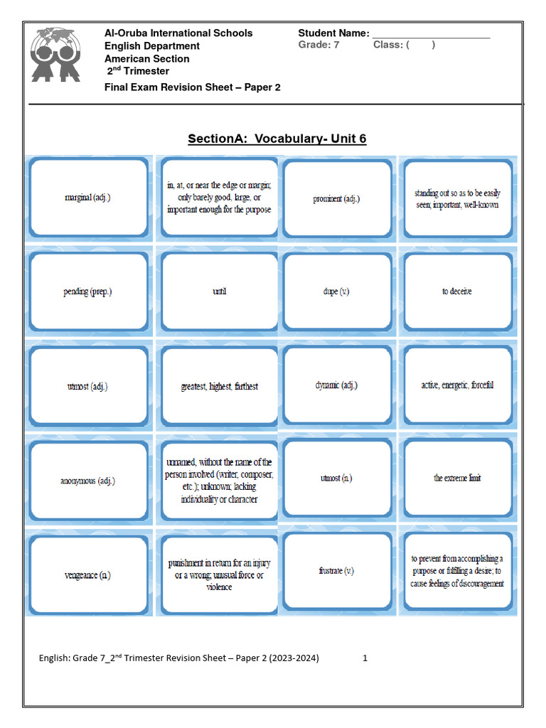Gr7 2nd Trimester Paper 2 Revision | PDF | Junk Food | Subject (Grammar)