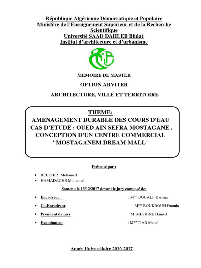 Aménagement durable de l'Oued Ain Sefra | PDF | Environnement naturel ...