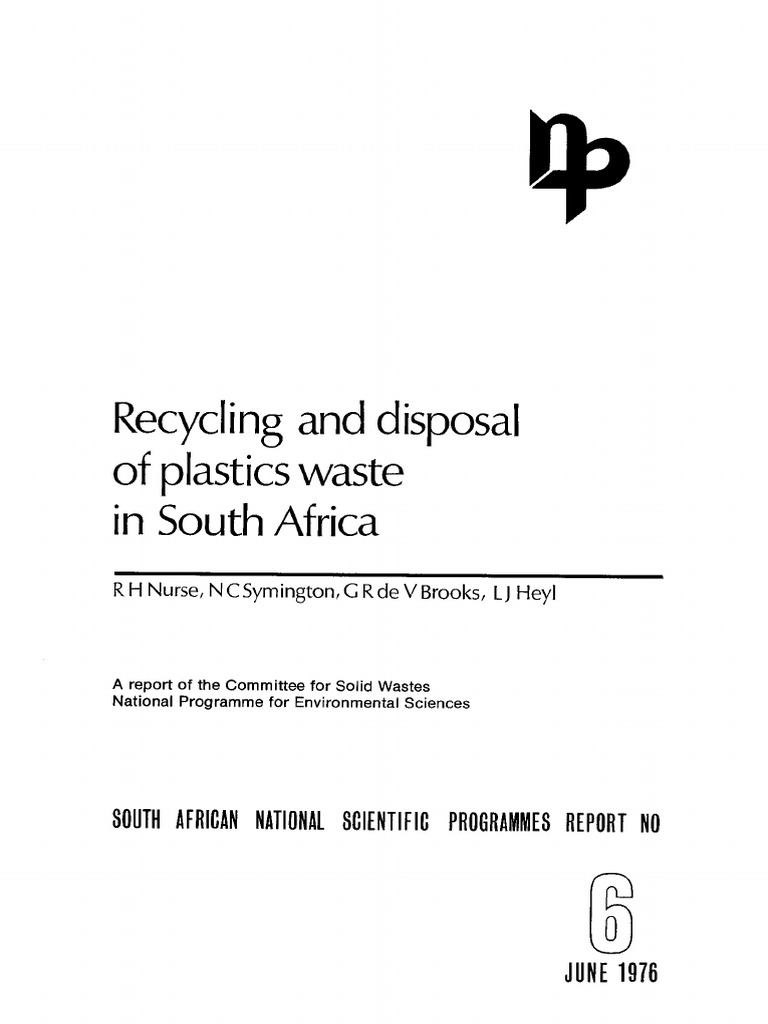 Recycling and Disposal of Plastics Waste in South Afriva | PDF