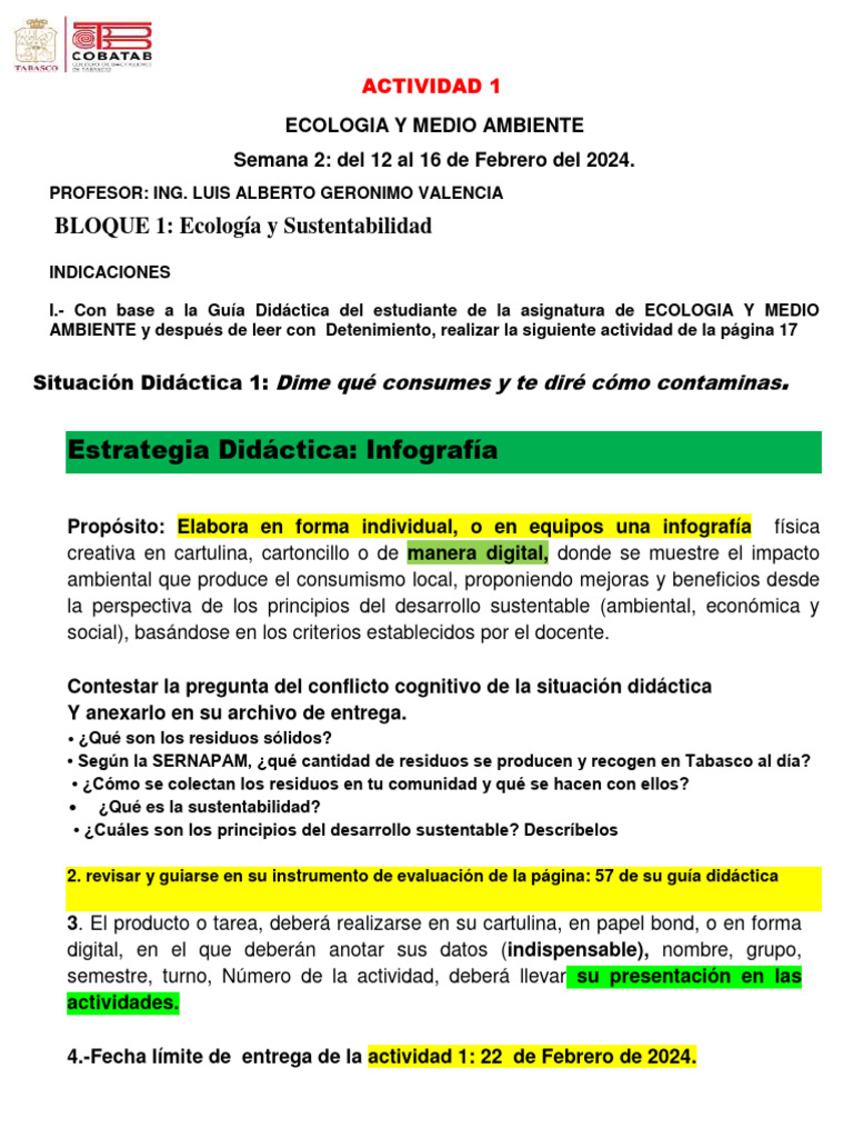 Actividad 1 de Ecologia 2024A | PDF