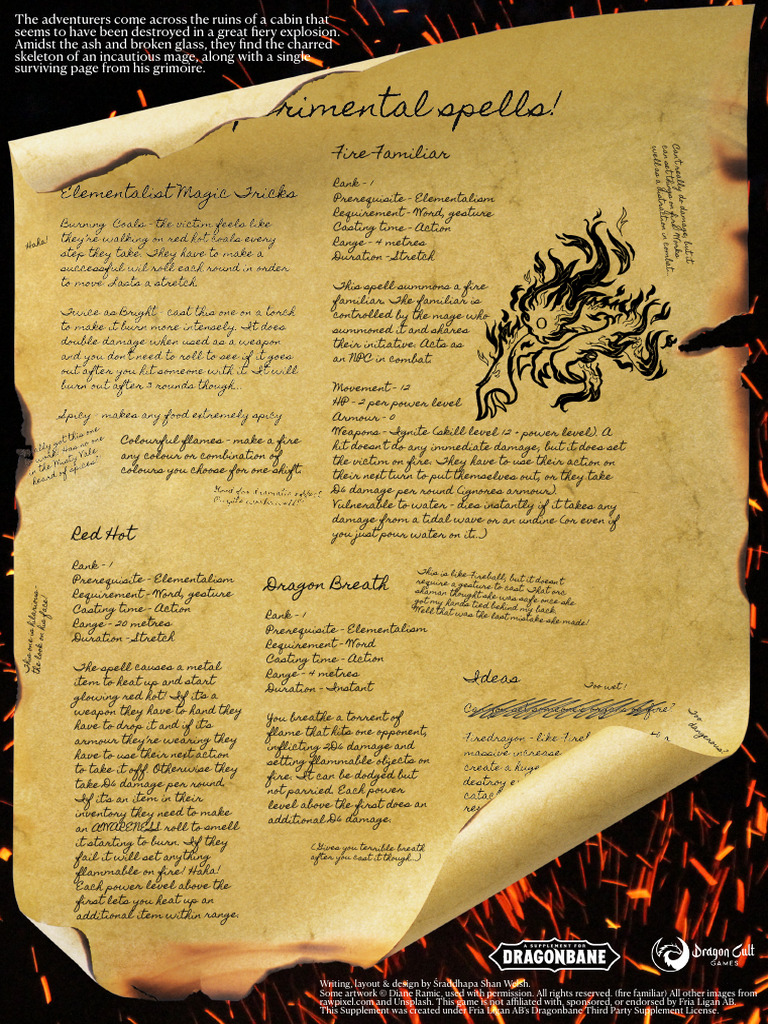 Fire Spells for Elementalism in RPGs PDF