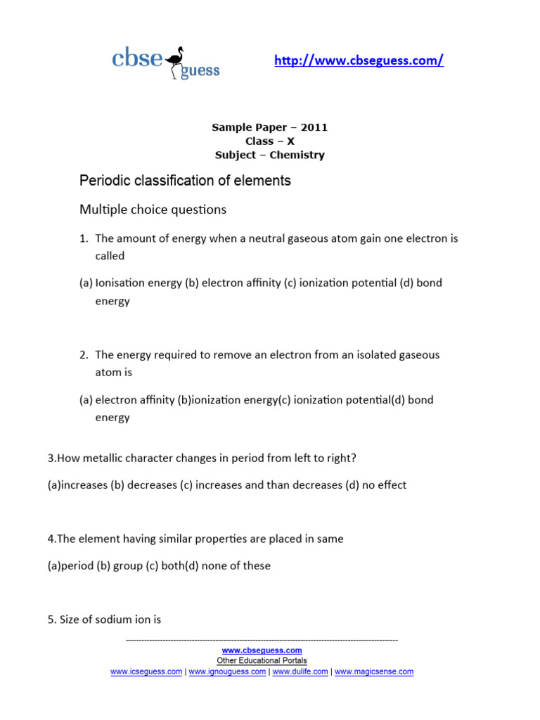Periodic table questions pdf periodic table ionization