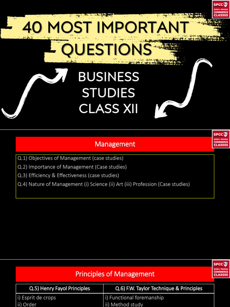 Key Questions for Class 12 Business Studies | PDF | Financial Markets ...
