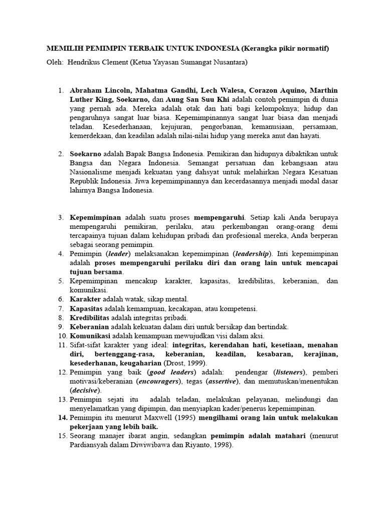 Pemimpin Ideal untuk Indonesia 2024 | PDF