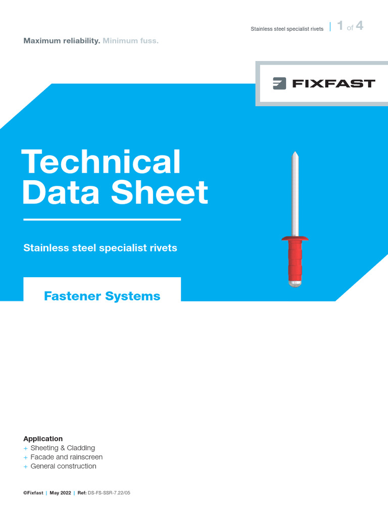 Stainless Steel Rivets Data Sheet | PDF | Rivet | Mechanical Engineering
