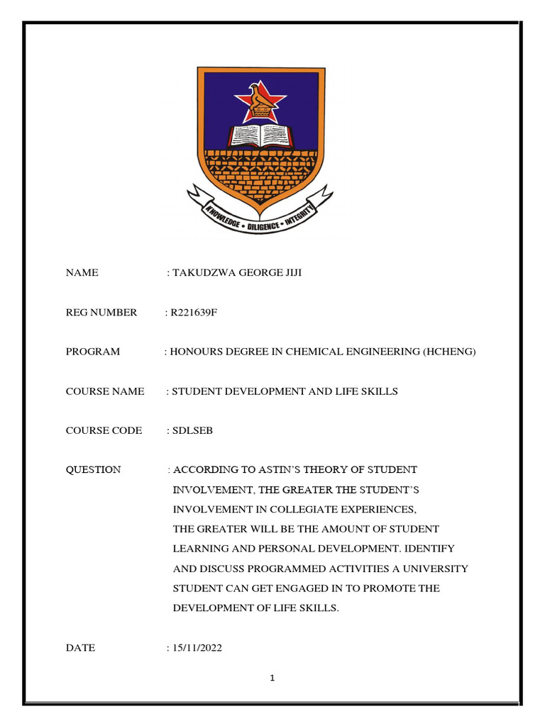 Student Development and Life Skills Assignment | PDF | Behavior | Hedonism