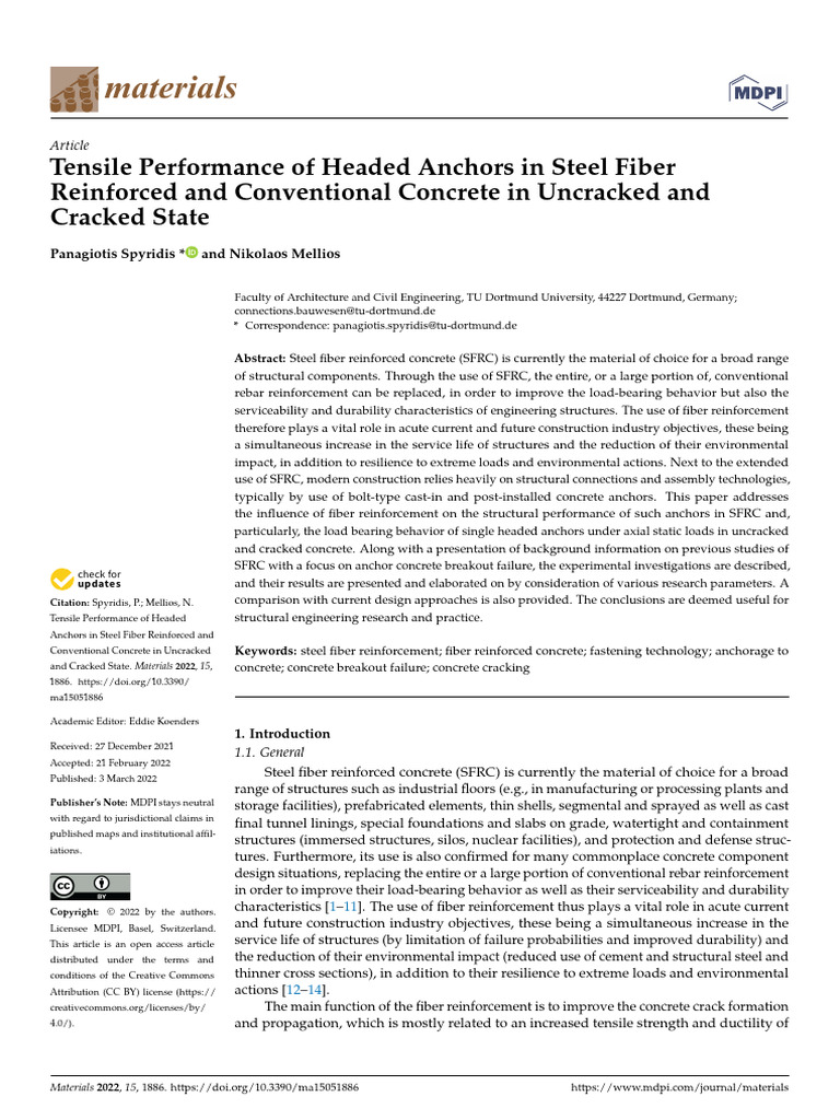 Tensile Performance of Headed Anchors in Steel Fib | Download Free PDF ...