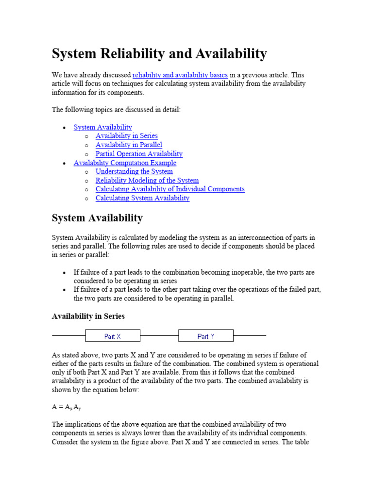 System Reliability And Availability – EKYRO
