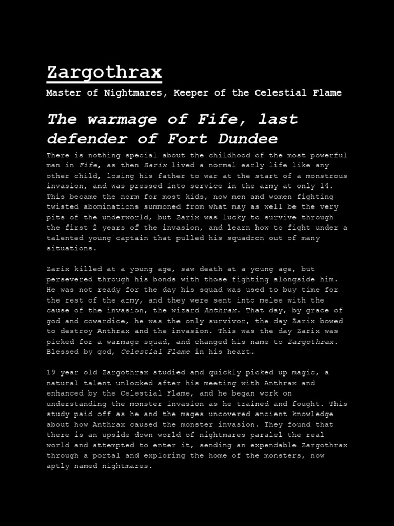 Zargothrax: Master of Nightmares | PDF