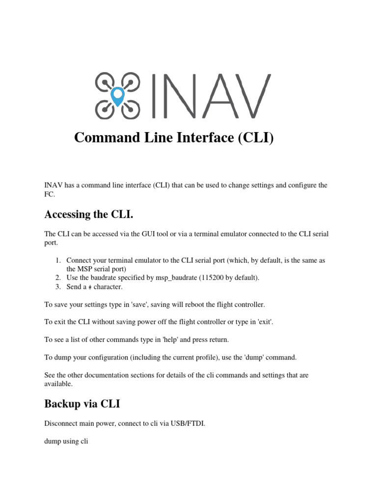 INAV CLI Command Overview | PDF | Command Line Interface | Global ...