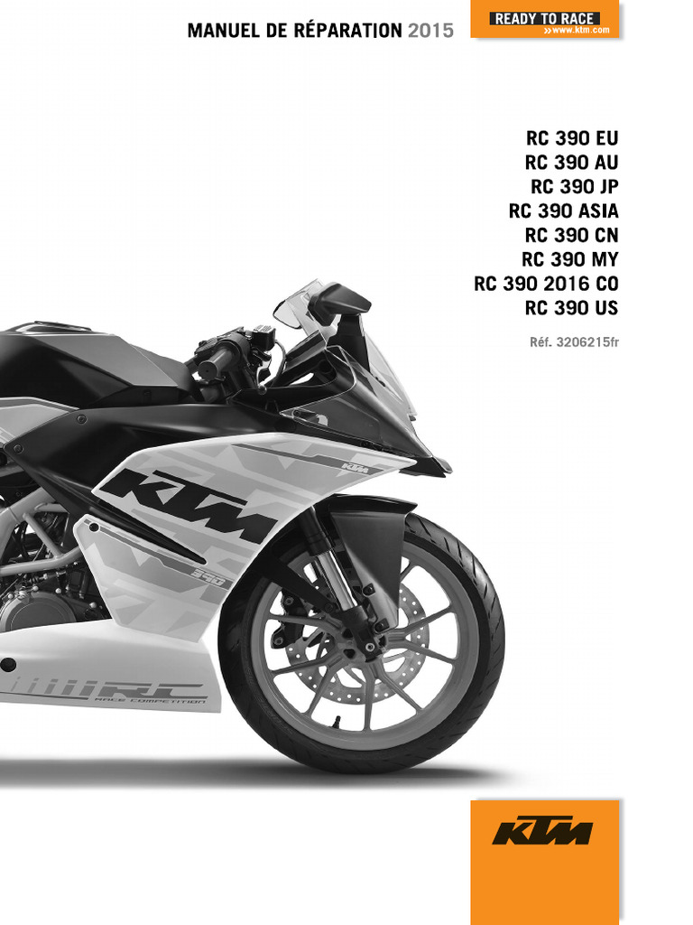 Manuel De Réparation & Entretien KTM RC 390 2022 - Version EU/GB/US/JP Etc. - Papier