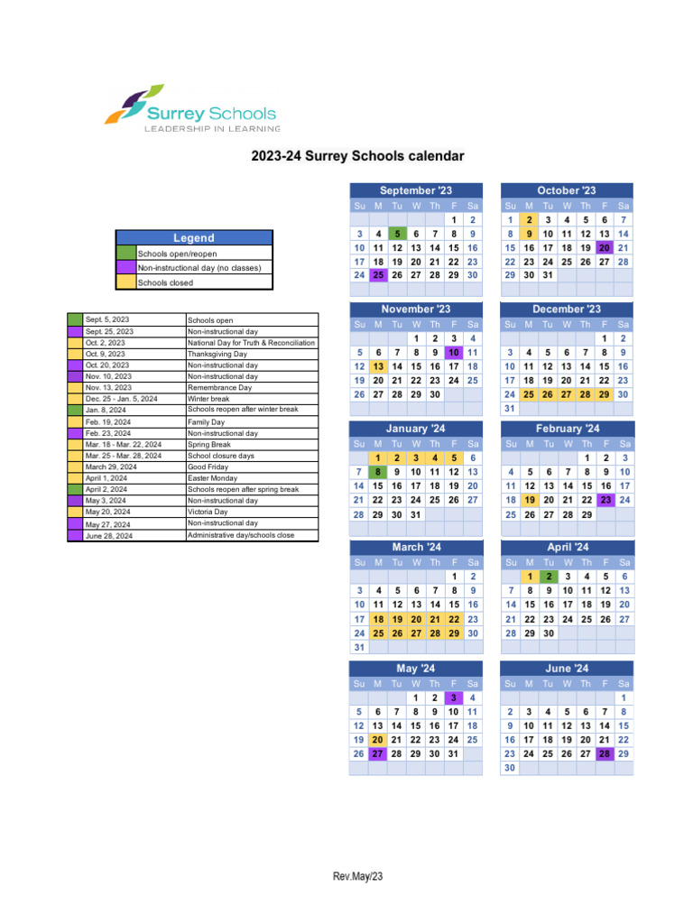 Surrey Schools Calendar 2024-25 | PDF | Observances | Holidays