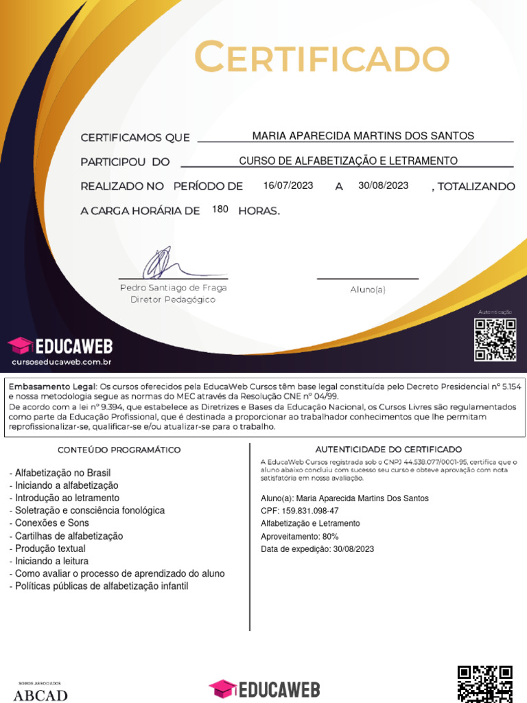 Certificado 180 Horas | PDF
