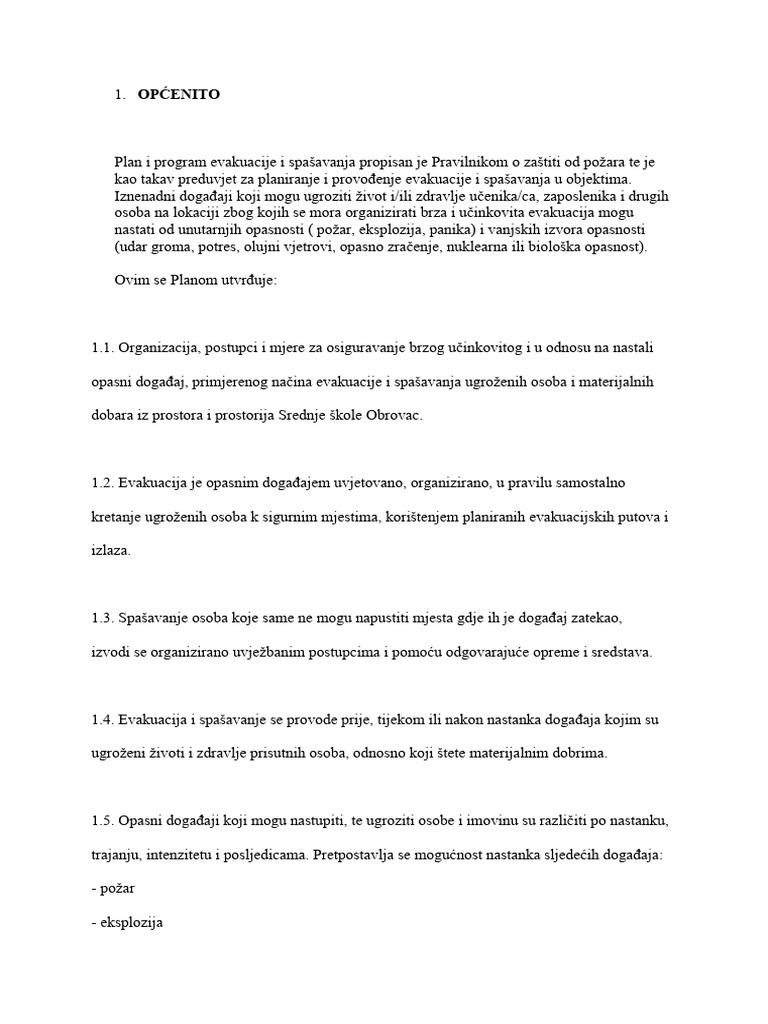 Plan Evakuacije | PDF