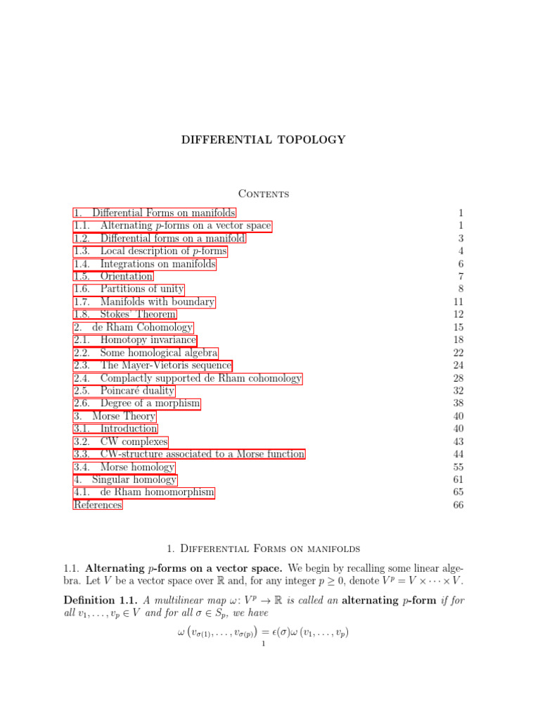 Differential Topology Overview | PDF | Differential Form | Manifold