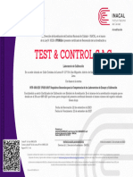 Certificado de Acreditación Inacal - Test & Control S.A.C.