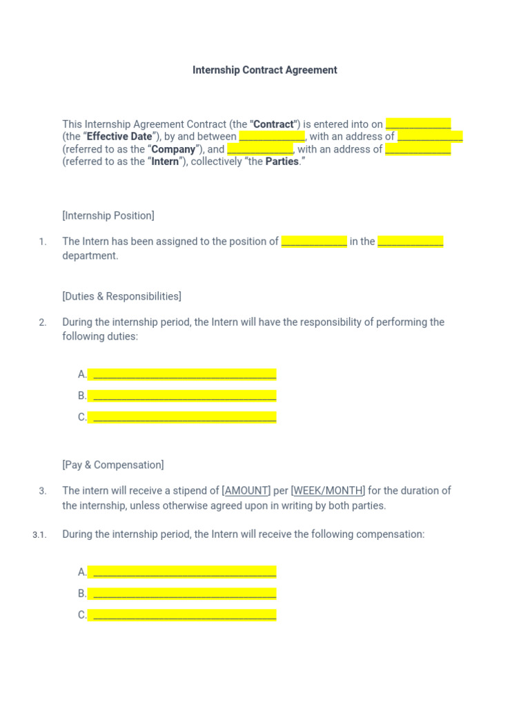 6417167b4e0fbd0a9fa63a03 - Internship Contract Agreement | PDF | Breach ...