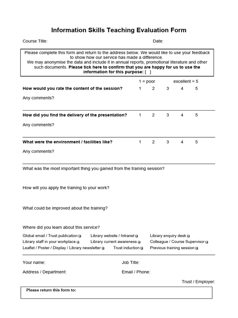 Appendix 4 Evidence Search and Skills Session Impact Forms | PDF ...