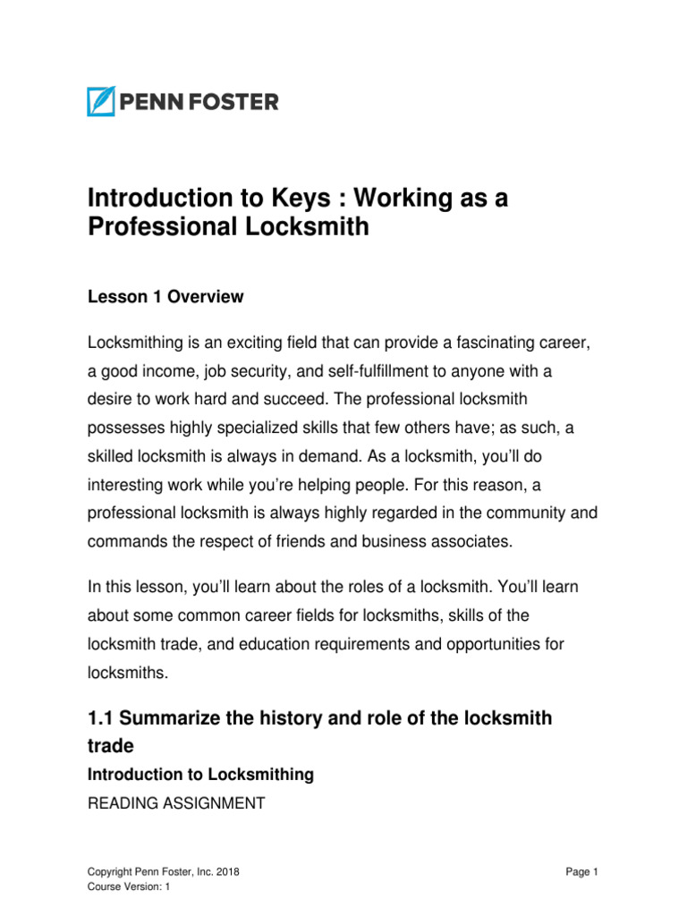 031 Locksmith Career Diploma | PDF | Security Alarm | Burglary