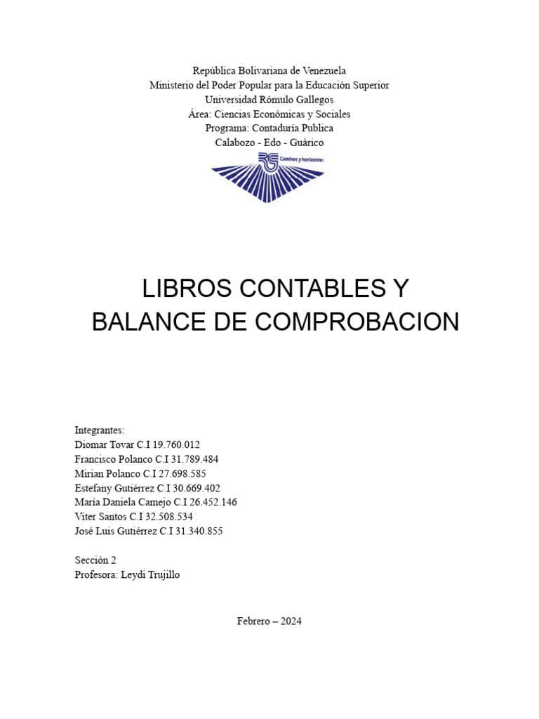 Libros Contables y Balance de Comprobación | PDF | Contabilidad | Hoja ...
