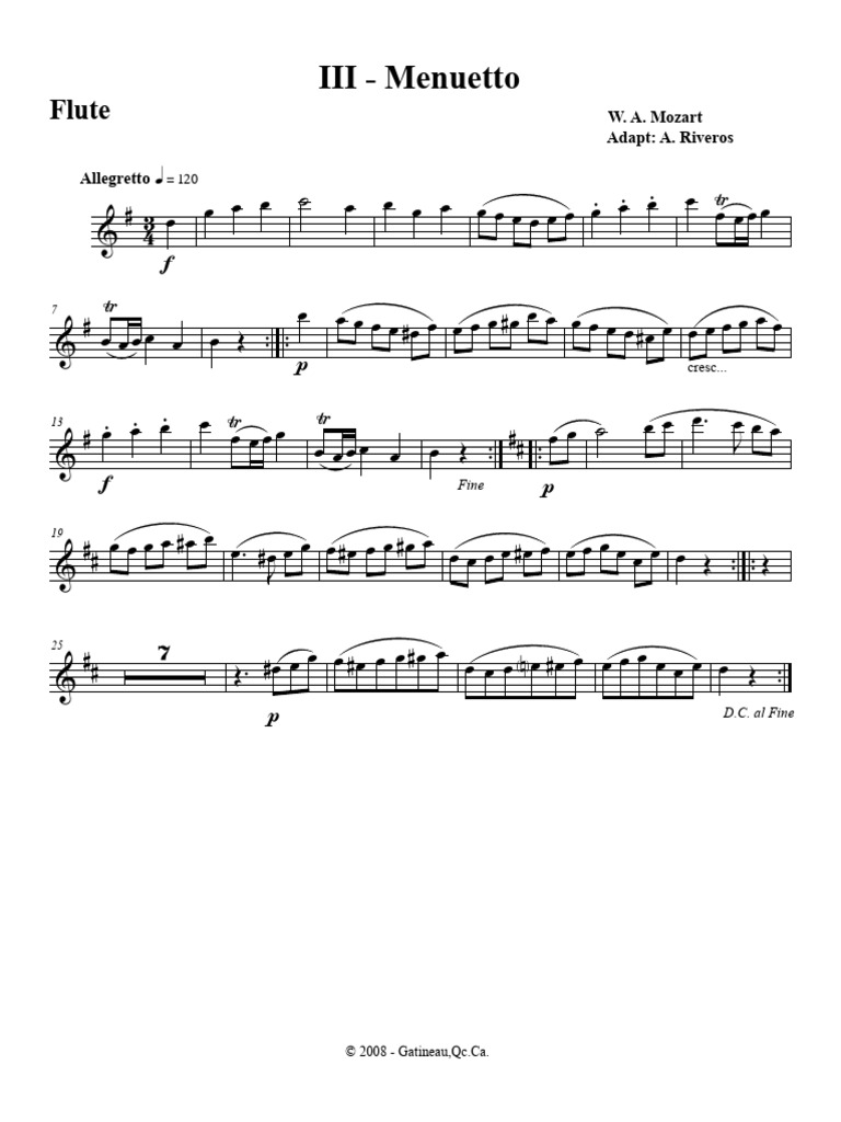 Mozart Menuetto - Flute | PDF