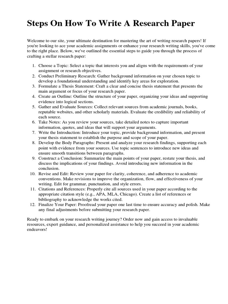 Steps On How To Write A Research Paper Pdf Citation Academic
