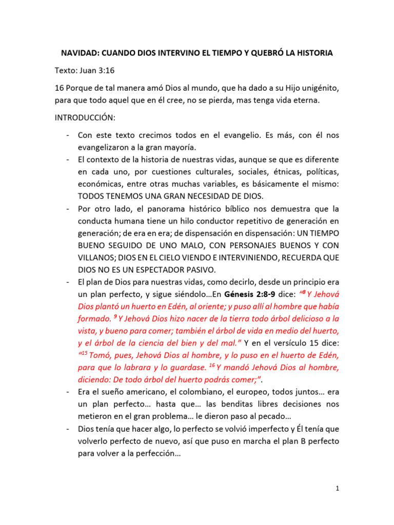 Navidad Cuando Dios Intervino El Tiempo | PDF | Amor | Dios