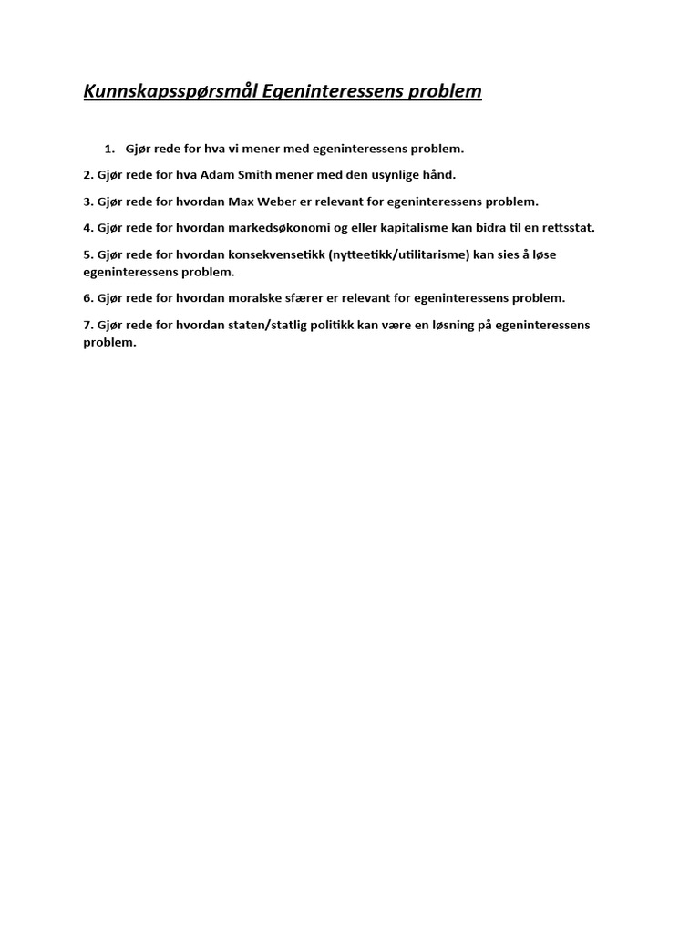 Kunnskapsspørsmål Egeninteressens Problem | PDF